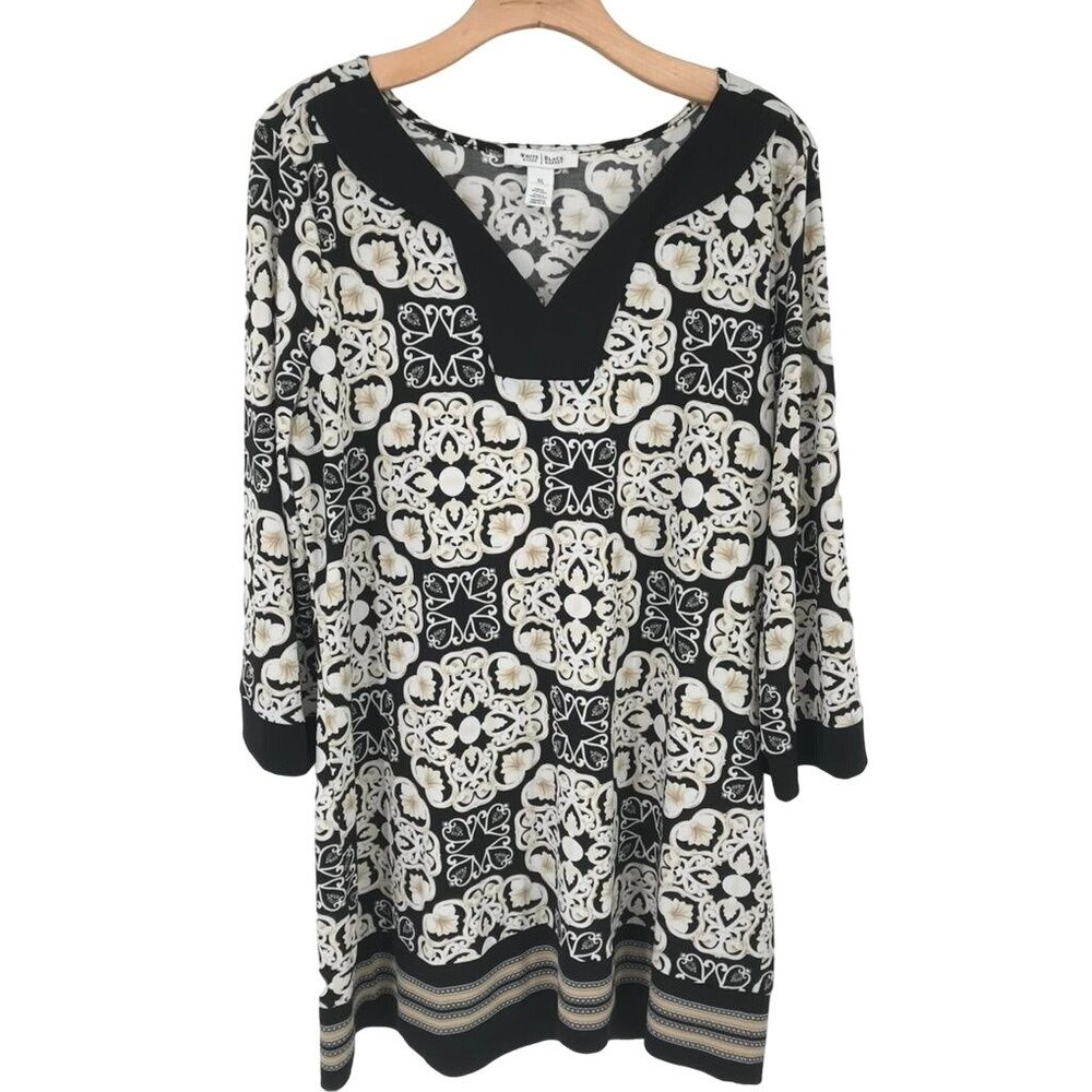 White House Black market women's Pattern Tunic dress 3/4 Sleeves Size XL knit